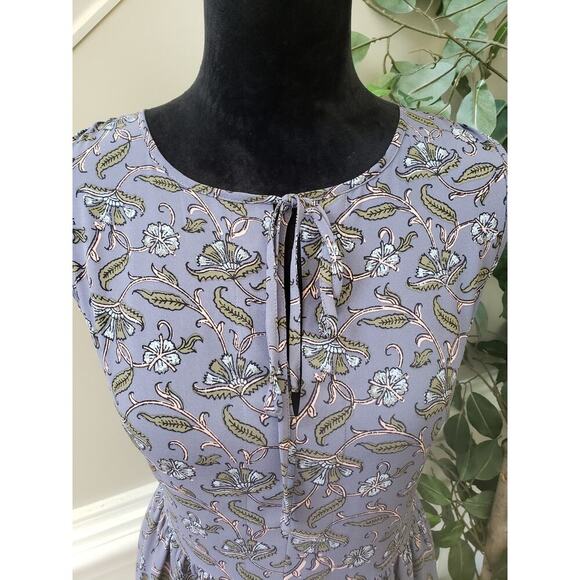 LOFT Top Blouse Womens Medium Multi Floral Ruffle Trim Sleeveless Round Neck - Picture 9 of 10